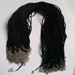100st Black Satin Silk Necklace Cord 2 0mm 18 '' 20 '' 22 '' 24 '' med 2 '' Extensi229J