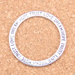 36st Antique Silver Plated Bronze Plated Circle Love Hope Trust Dream Charms Pendant DIY Halsband Armband Bangle fynd 35mm255z