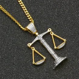 Collana con pendente in equilibrio con zirconi ghiacciati hip-hop da uomo con collana a catena in rame Cuba da 3 mm e 24 pollici Rapper gioielli personalizzati255L