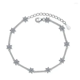 Moissanite Charm Bracelets Silver Bracelet With Ten Diamonds And A Six-pointed Star Jewelry Fawn222106