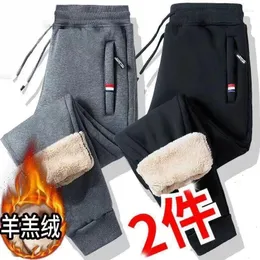 Men's Pants Autumn Winter Lamb Down Sports Plush Thickened Loose Zippered Leggings Men Y2k Joggers Trousers Sweatpants