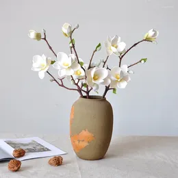 Decorative Flowers 51CM Artificial Small Magnolia Chinese Style Home Soft Decoration Short Branch Orchid Ornaments Pography Props