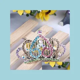 Tiaras Crystal Rhinestone Crown Princess Tiara Comb Flower Girls Hair Head Wear Accessories Birthday Gift Will And Drop Delivery Jewel Dhw2G