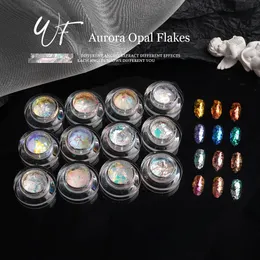 Pós acrílicos Líquidos Garrafa HNDO 16 Cores Aurora Cristal Opala Pó Irregular Flocos para Unhas Profissional DIY Lantejoulas Pó Manicure Série WF 231204