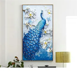 Diamond Painting Zs002 Kit fai -da -te Picture Peacock Full Tround Trapano intarsiatura Cramello Craft Cross Cross Home Decor 231205