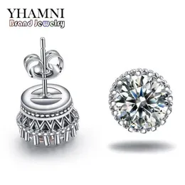 Yhamni New Arrima Sell Super Shiny Diamond 925 Sterling Silver Ladies Stud Crown Earrings Jewelry Whole E100263i