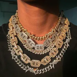 Чокеры Iced Out bling 5A с кубическим цирконием, кубинская цепочка, 18-каратное золото, хип-хоп, нежное ожерелье из колючей проволоки для мужчин, очаровательное ювелирное изделие3022
