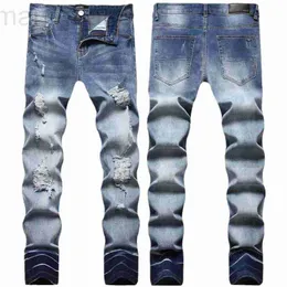 Мужские джинсы дизайнерские осень/зима светлые рваные джинсы мужские эластичные облегающие модные длинные брюки на небольшую ногу YP6H