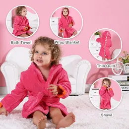 Towels Robes MICHLEY Dinosaur Baby Bathrobe Cartoon Cotton Hooded Soft Infant Bath Towel Robe Pajamas For Kids Boy Girl Children Winter 1-5T 231204