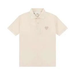 Maglietta POLO di alta qualità di Amis Maglietta estiva nuova pesante addensata fissa con perline lavorate a maglia amore ricamo spalla allentata manica corta unisex