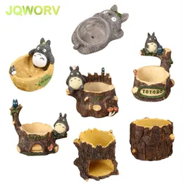 كرتون 7 طراز لطيف Totoro زهرة وعاء مزرعة ديكور الراتنج الإبداعي الحرف المزارعين المنزل مكتب حديقة نبات النضرة وعاء Y20072574
