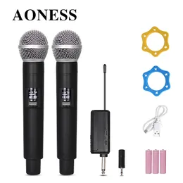 Microphones UHF Wireless Microphone 5V laddning gratis laddningsbar batteriplugg och spela 65mm 50m mottagande avståndssång hemma 231204