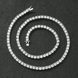41 45 50 55CM 925 Sterling Silver Choker Tennis Necklace 3mm 4mm Zirconia Stones Chain Halsband för kvinnors engagemang bröllop del322r