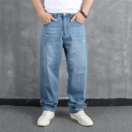 Mens Jeans Light Blue Pants Plus Size Baggy Hip Hop Loose Skateboard Denim Jean Trousers Streetwear Plain Solid For Men 231204