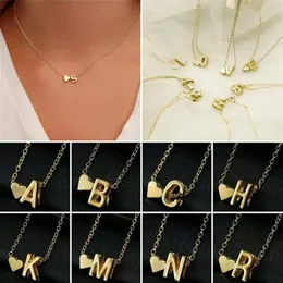 Fashion creative love 26 English letters simple necklace wild peach heart short clavicle chain2210
