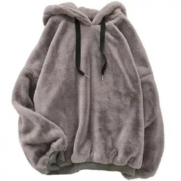 Herrtröjor tröjor qnpqyx vinter mode sötkläder sammet varma kvinnors hoodies harajuku koreansk lös casual ull flanell tröja huvtröja 231205