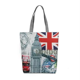 Sacos da noite Londres Bandeira Britânica Mulheres Grande Algodão Canvas Tote Bolsas Bolsas Top-Handle Ombro Shopping257R