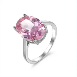 Solitärring Großhandel 12 Stück Luckyshine Frau Urlaub Schmuck Geschenk Ringe Trendy Oval Rosa Topas Zirkonia 925 Sterling Silber Pl Dhhrf