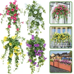 Decorazioni natalizie Seta artificiale Morning Glory Finti fiori di vite Simulazione Petunia Rattan per matrimoni Home Party Tavolo fai da te Appeso cesto Decor 231205