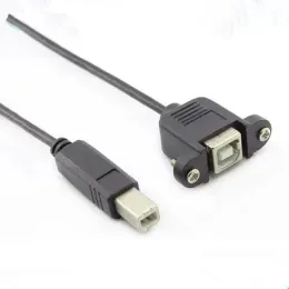 USB Type B Printer Port Data Extension Cable Male to Female Panel Mount with Screws Wire 1.5M Black