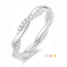 Anéis de casamento EAMTI Mulheres Eternity Ring ed Corda Cobre Cubic Zirconia Engagement Band Tamanho 5 a 11281m