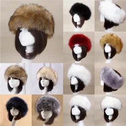 Beanieskull Caps vinter tjockt lurvigt hårband fluffiga ryska faux päls kvinnor flicka päls pannband hatt vinter utomhus öronvärmare skidhattar 231204