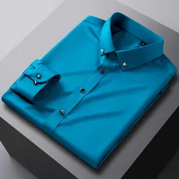 Herren-Freizeithemden, Herren-Party-Tanz-Diamant-Button-Down-Hemd ohne Tasche, langärmlig, leicht dehnbar, glatt, faltenfrei, Freizeithemden 231205