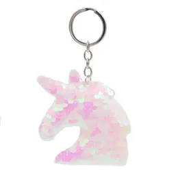 Cute Unicorn Keychain Glitter Pompom Sequins Key Ring Gifts For Guest Women Wedding Souvenir Car Bag Accessories Key Chain313H