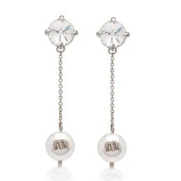 Charm Miu's East Gate Net Red Women's Fashion Pearl Pendant Long Tassel Simple Earrings 2212006216V