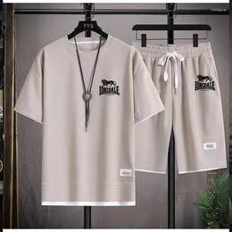 Men's Tracksuits Summer Sets Fashion Korean Tracksuit Men Short Sleeve T Shirts Sport Shorts Suit Casual Clothing Mens Joggers