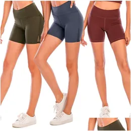 Abbigliamento da yoga Donna Fitness Corsa Strada Estate Pantaloncini da donna Splicing netto Sensazione di nudo fuori Vita alta Traspirante Drop Delivery S Dhhfa