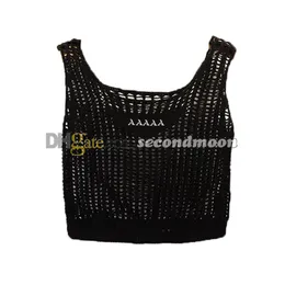 Buchstaben bestickt Tanks Top Frauen Sexy Mesh Weste Designer ärmellose Crop Tops Hohl T-Shirt