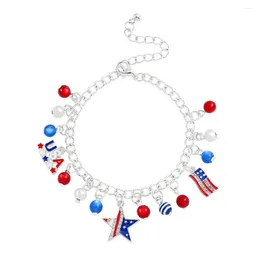 Charme pulseiras eua bandeira pulseira estilo patriótico estrela contas americano pingente pulseiras diy para mulheres moda festa jóias