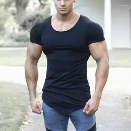 Erkekler A2948 Mens Fitness Sıkı T-Shirt Pamuk İnce Fit Tişört Erkekler vücut geliştirme