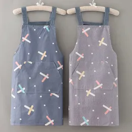 Aprons Cotton Apron Female Breathable Kitchen Cooking Household Thin Fashion Adult Japanese Oil-proof Work 231204