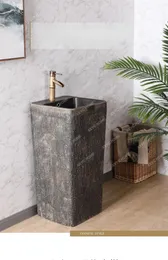 Banyo lavabo muslukları antika sanat kaide havzası retro sütun washbasin entegre zemin duran açık hava yıkama