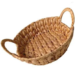 Dinnerware Sets Desktop Ornament Woven Bread Basket Small Tray Portable Fruit Baskets Organizer Iron Hand