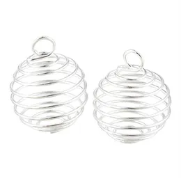 100Pcs DIY Silver Spiral Bead Cages Pendants Jewelry Findings Handmade Components Jewelry Making Charms 15X14MM 25X20MM 30X25MM347A