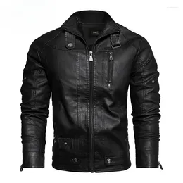 Herrjackor Autumn and Winter Leather Coat Vintage Jacket Trend High Quality Br Pu European American Retro Style