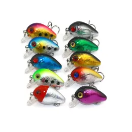 Hengjia 100pcs Super Mini CrankBait釣りLURESプラスチックルアーベースウォブラー3CM 1 5G ISCA人工釣りタックル10色271W