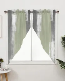 Tenda Verde Pittura a olio Texture Finestra Soggiorno Arredamento camera da letto Tende Cucina Decorazione triangolare