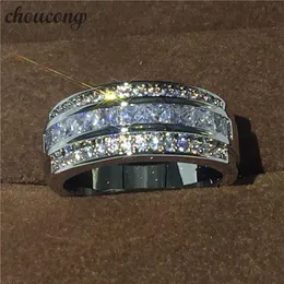 Jewelry Male ring 3mm 5A Zircon Cz white gold filled Party Engagement Wedding Band Ring for Men Size 5-11 S18101608332H