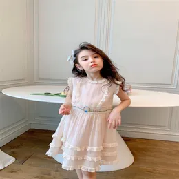 3-14 år Hög kvalitet Småbarn Girl Summer Floral Dresses Lace Tutu Party Princess Dress Baby Girl Casual Clothes Children Clothing253U