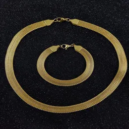 Colares de pingente Usenset 8mm malha gargantilha pulseira conjunto de jóias de aço inoxidável para mulheres de alta qualidade link cadeias colar presentes 231204