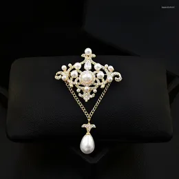 Brooches 1717 French Style Vintage Court Pearl Brooch Luxury Women's Dress Suit Neckline Bow Tie Corsage High-End Exquisite Pins Jewelry