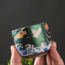 Xícaras de chá Guindaste Xícara de Chá Colorida Esmalte Teacup Cerâmica Chinês Kung Fu Conjunto de Chá Luxuriante Master Cup Esmalte Cerimonial Cup Tea Bowl 231204