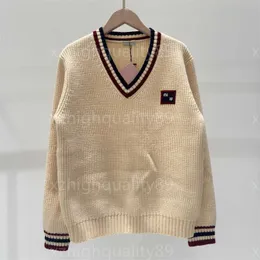 Designer Pullover Damen Pullover Herbst Trendy Langarmed V-Ausschnitt Stricktop mit Retro Slim Fit und warm