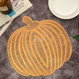 Tapetes de mesa Halloween Abóbora Golden American Placemat Recorte Isolamento Não-deslizamento Pvc Café Decorativo Cozinha Criativo 4pcs1807