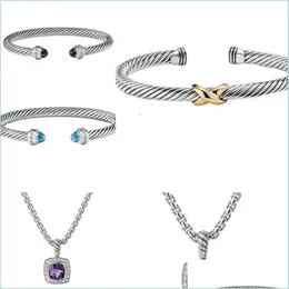 silver torque bangle Necklace Dy Jewelrys Bracelet Sliver Mens Womens Platinum Pearl Head Fashion Versatile Bracelets Jewelr309r