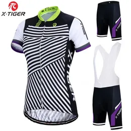 X-Tiger Women Cycling Jersey Set Summer Anti-UV MTB自転車サイクリング衣料品スーツ通気性自転車服スーツ257y